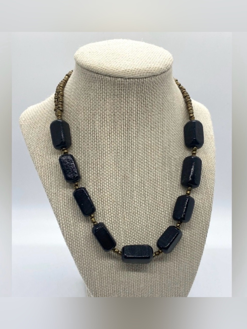 Black Beaded Necklace Boho Eclectic Festival Vintage Retro Fall Whimsigoth